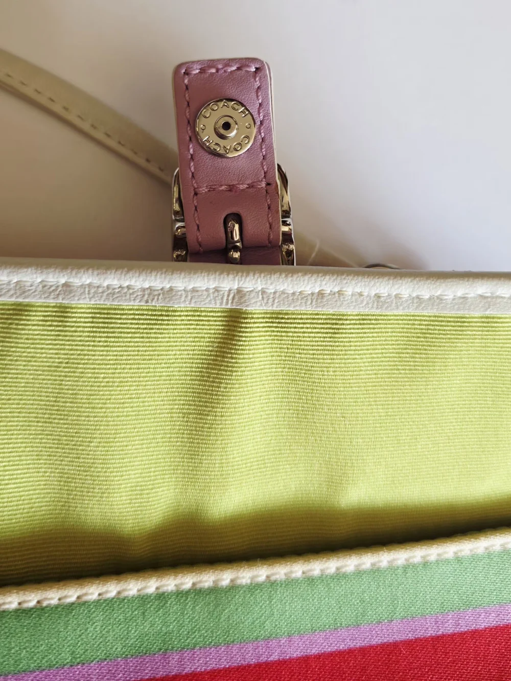 Coach Y2K Hampton's Multicolor Striped Wristlet Clutch with White Trim
